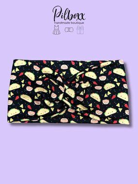 Wide Black Taco Print Twist Headband